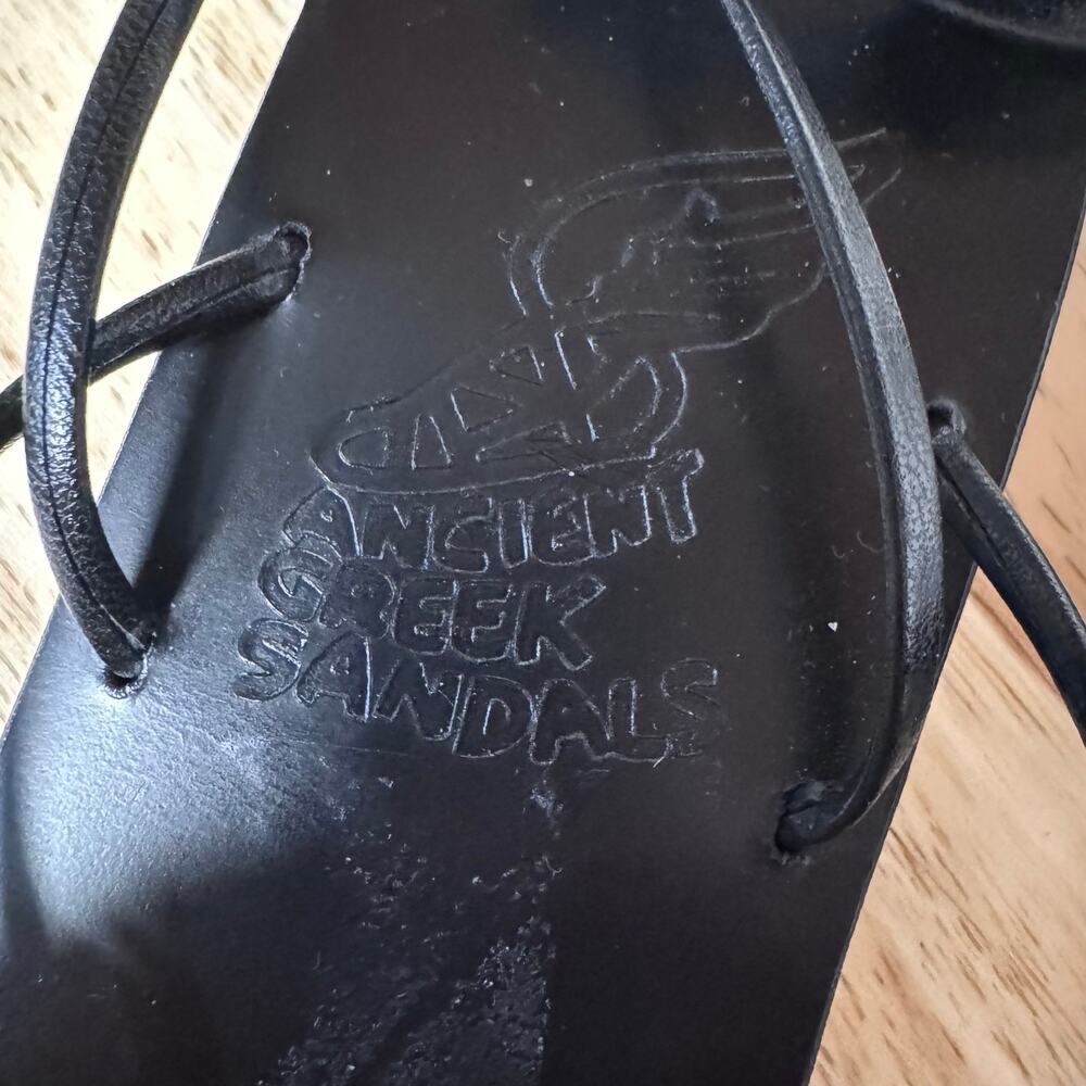 Ancient Greek Sandals Handmade String flip flop black Size 37/ US 7 Summer - Picture 5 of 8